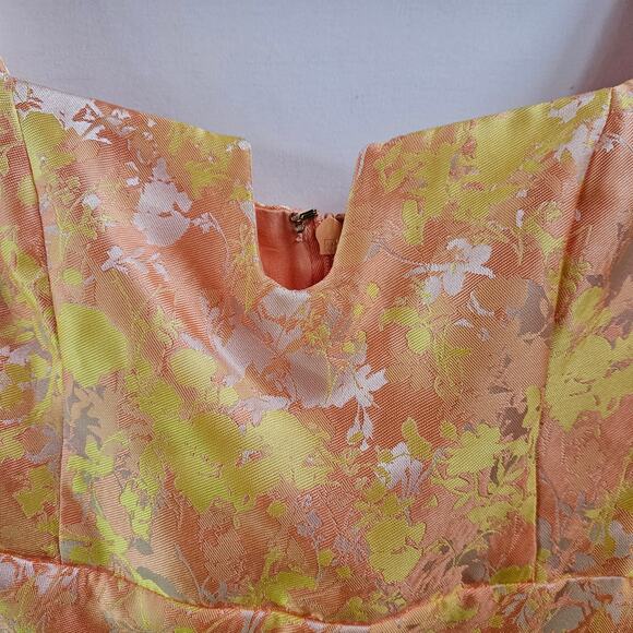 Song of Style Indra Mini Dress Size M Floral Print Tank Fit Flare Yellow Peach - Picture 2 of 8